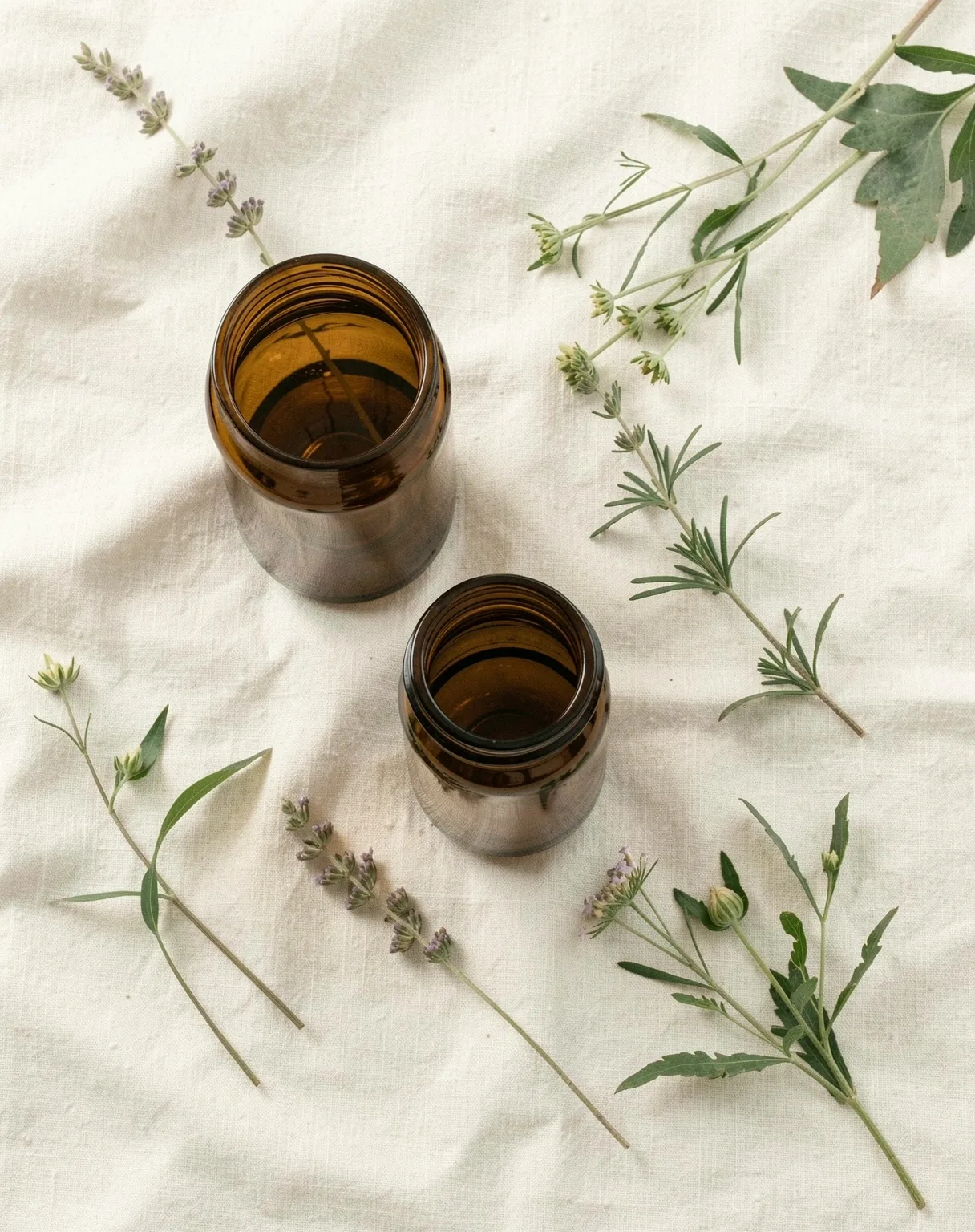 Apothecary glassware and dried botanicals