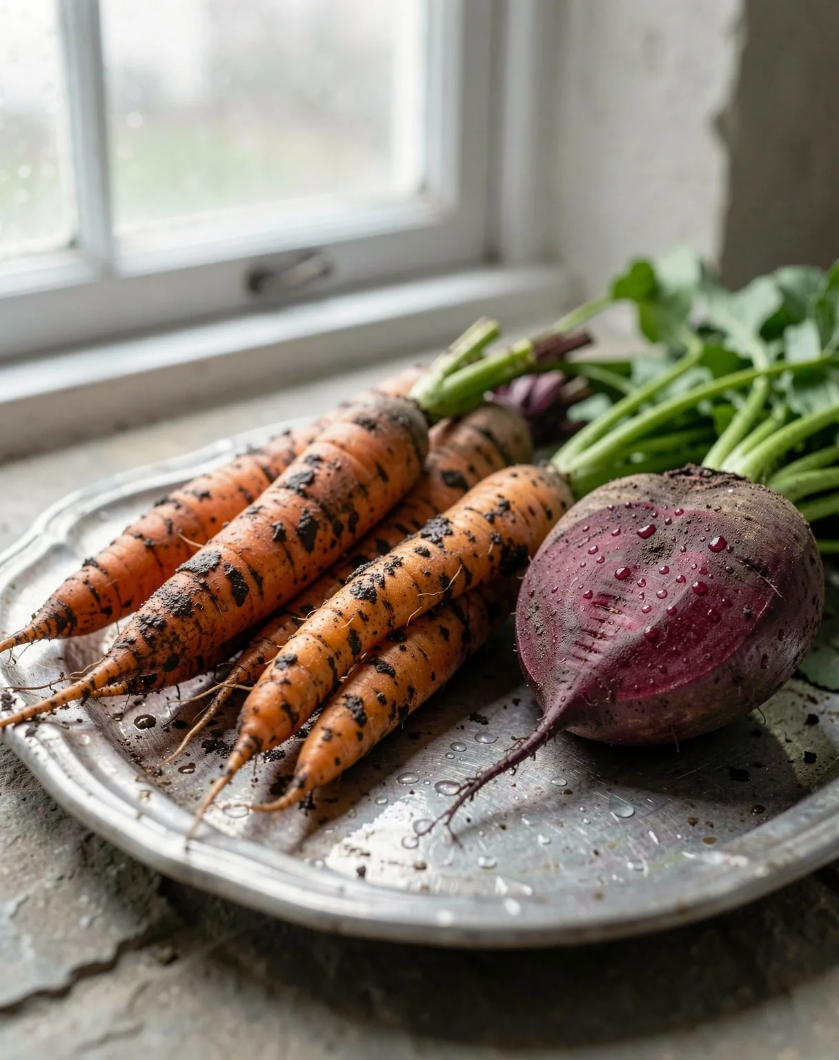 Seasonal UK produce including asparagus and wild garlic